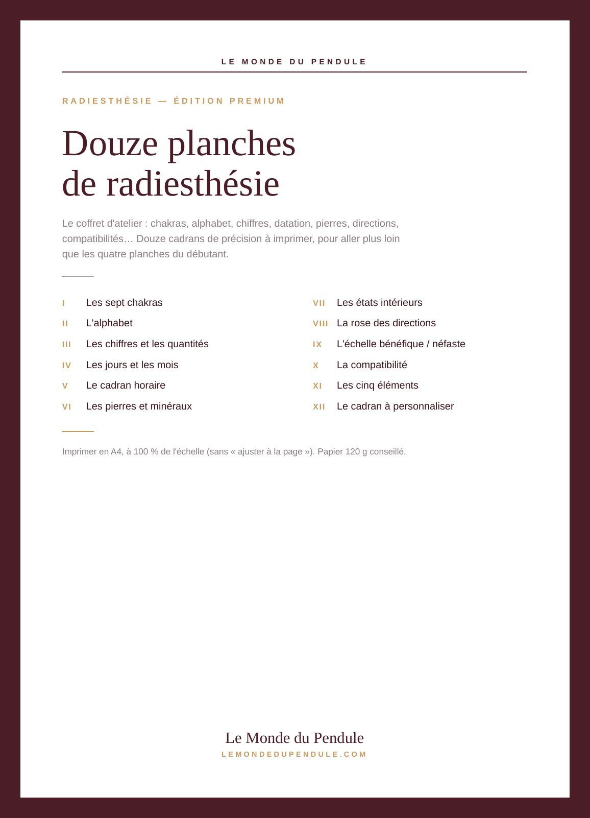 Couverture du pack : douze planches de radiesthésie, édition premium